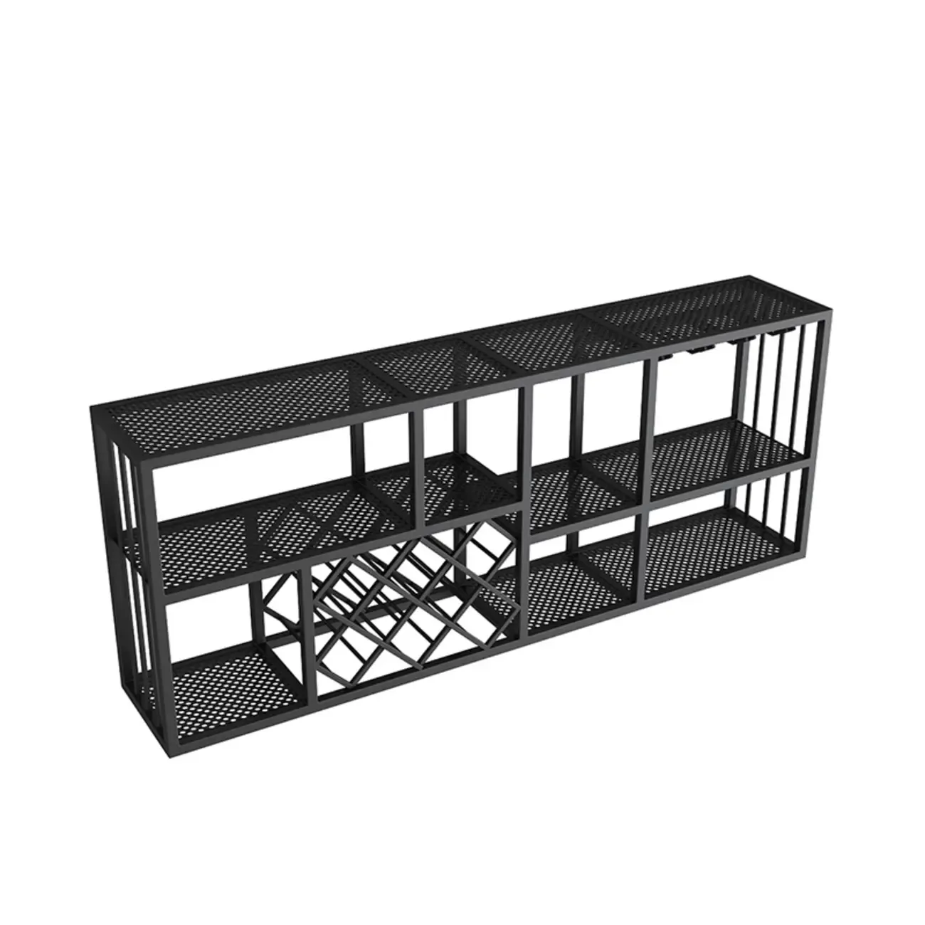 Lavish Metal Wall Hanging Wine Bottle and Wine Glass Holder, Bar Glass Holder Shelf Included/Not Included Image - 9