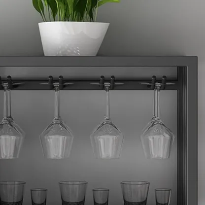 Lavish Metal Wall Hanging Wine Bottle and Wine Glass Holder, Bar Glass Holder Shelf Included/Not Included Image - 12