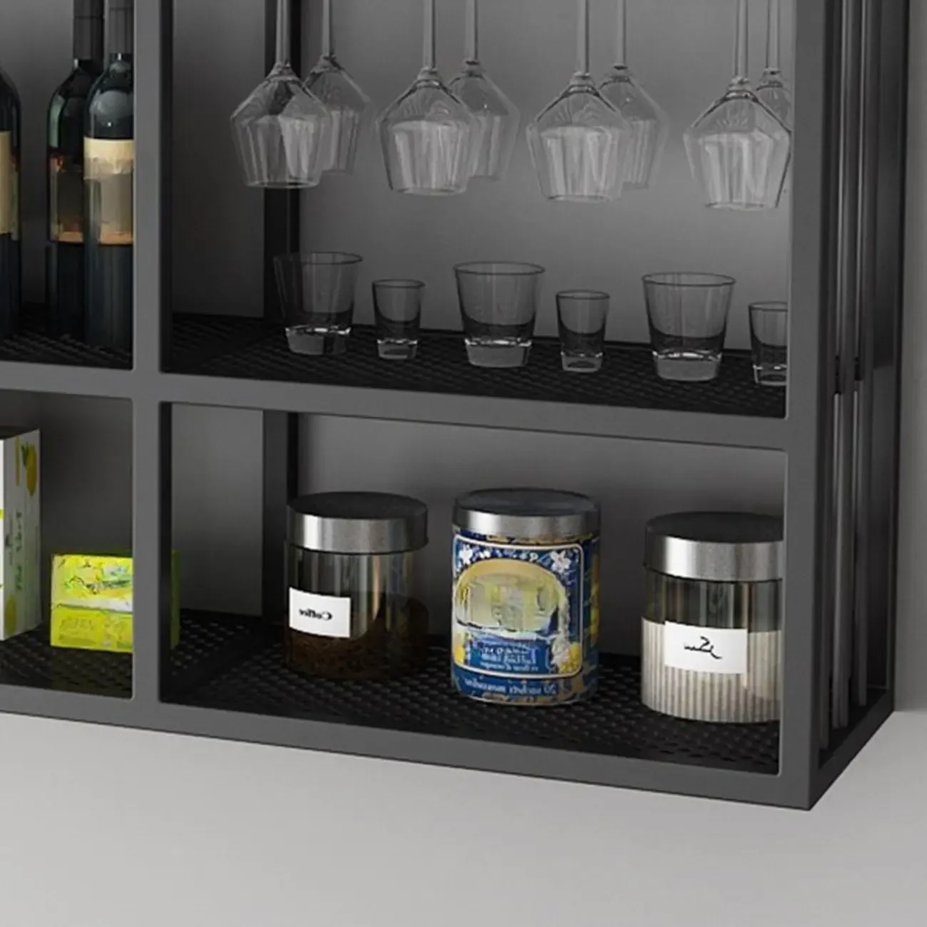 Lavish Metal Wall Hanging Wine Bottle and Wine Glass Holder, Bar Glass Holder Shelf Included/Not Included Image - 14