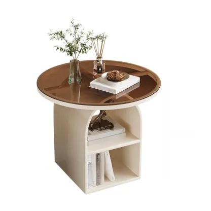 Modern Geometric Sintered Stone White 3-Tier Chairside Table Image - 4