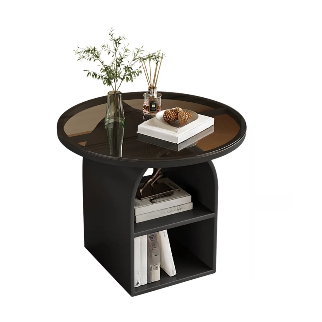 Modern Geometric Sintered Stone White 3-Tier Chairside Table Image - 7 | homeyfad