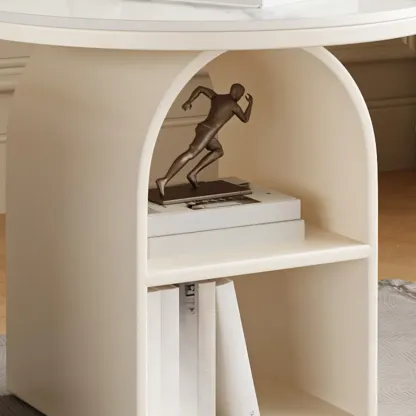 Modern Geometric Sintered Stone White 3-Tier Chairside Table Image - 10