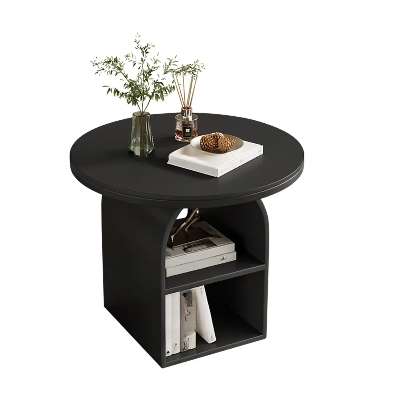 Modern Geometric Sintered Stone White 3-Tier Chairside Table Image - 11