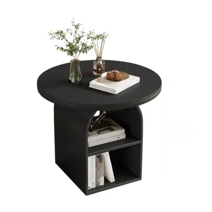 Modern Geometric Sintered Stone White 3-Tier Chairside Table Image - 11