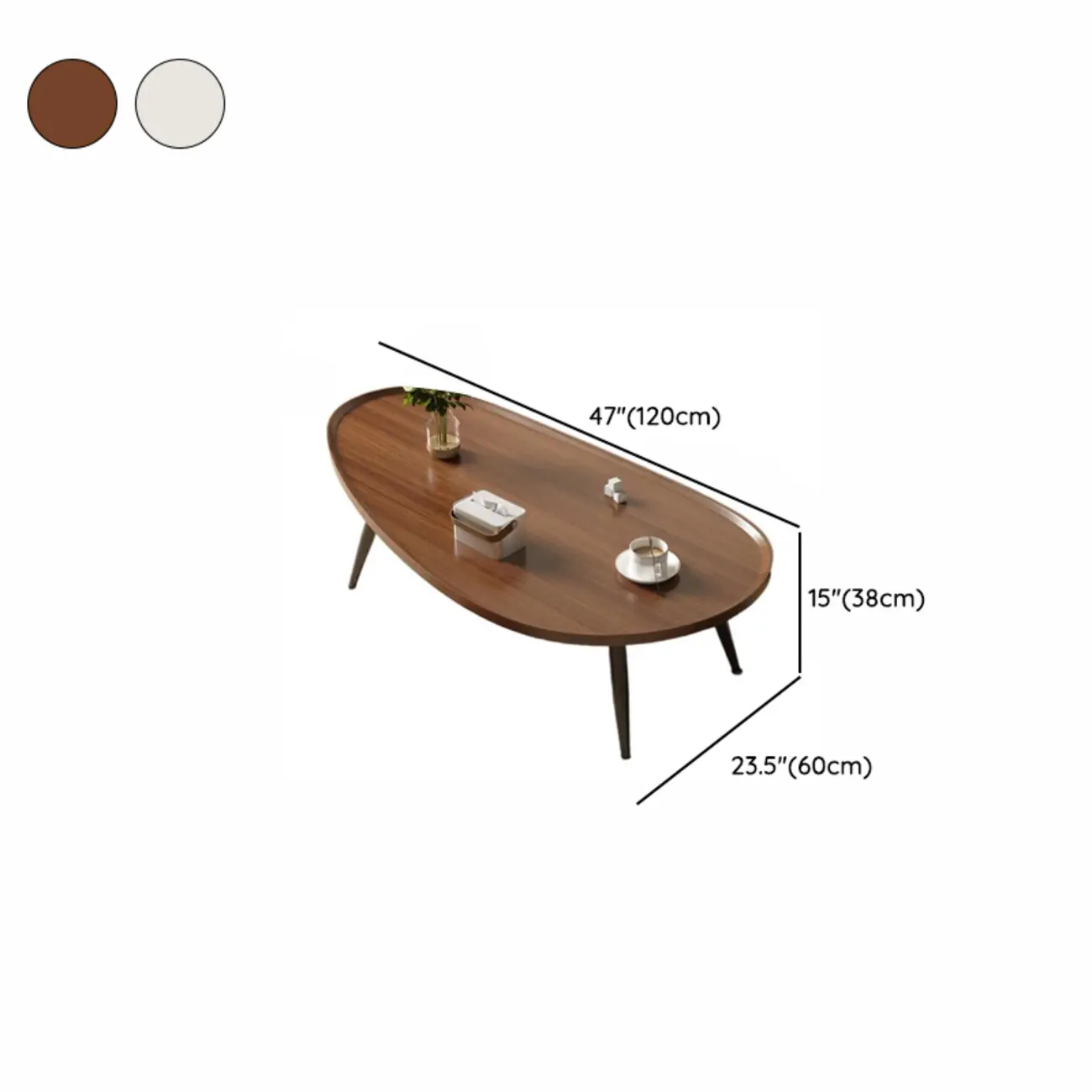 Modern Walnut Metal Base Wood Coffee Table with Tray Top Image - 9 | homeyfad