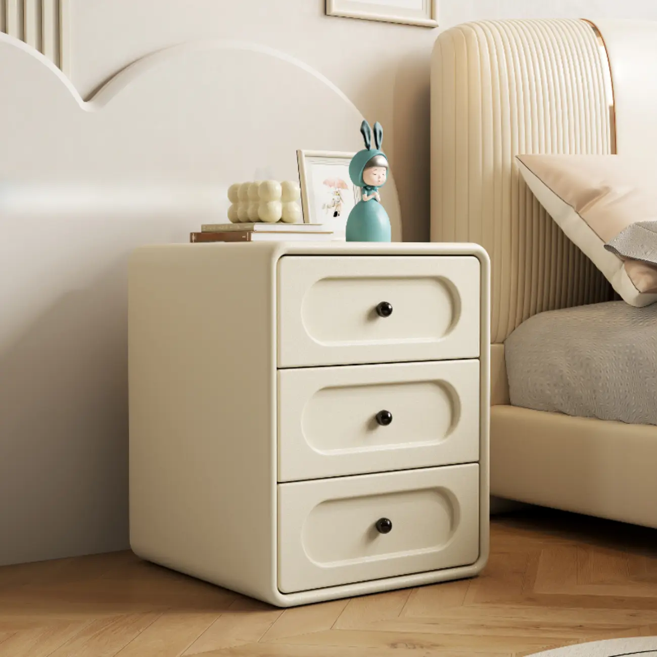 Modern Simple Style Bedside Cabinet Nightstand with 3 Drawers and Pine Countertop Image - 1 | homeyfad