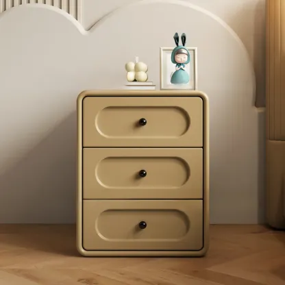 Modern Simple Style Bedside Cabinet Nightstand with 3 Drawers and Pine Countertop Image - 6