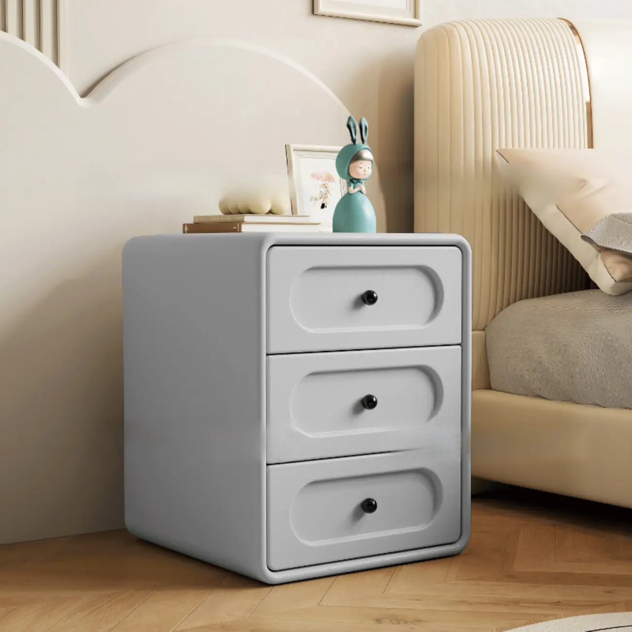 Modern Simple Style Bedside Cabinet Nightstand with 3 Drawers and Pine Countertop Image - 7 | homeyfad