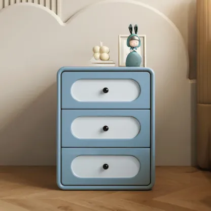 Modern Simple Style Bedside Cabinet Nightstand with 3 Drawers and Pine Countertop Image - 8