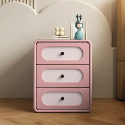 Modern Simple Style Bedside Cabinet Nightstand with 3 Drawers and Pine Countertop Image - 11