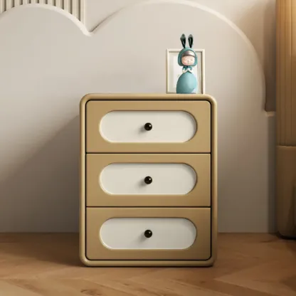 Modern Simple Style Bedside Cabinet Nightstand with 3 Drawers and Pine Countertop Image - 9