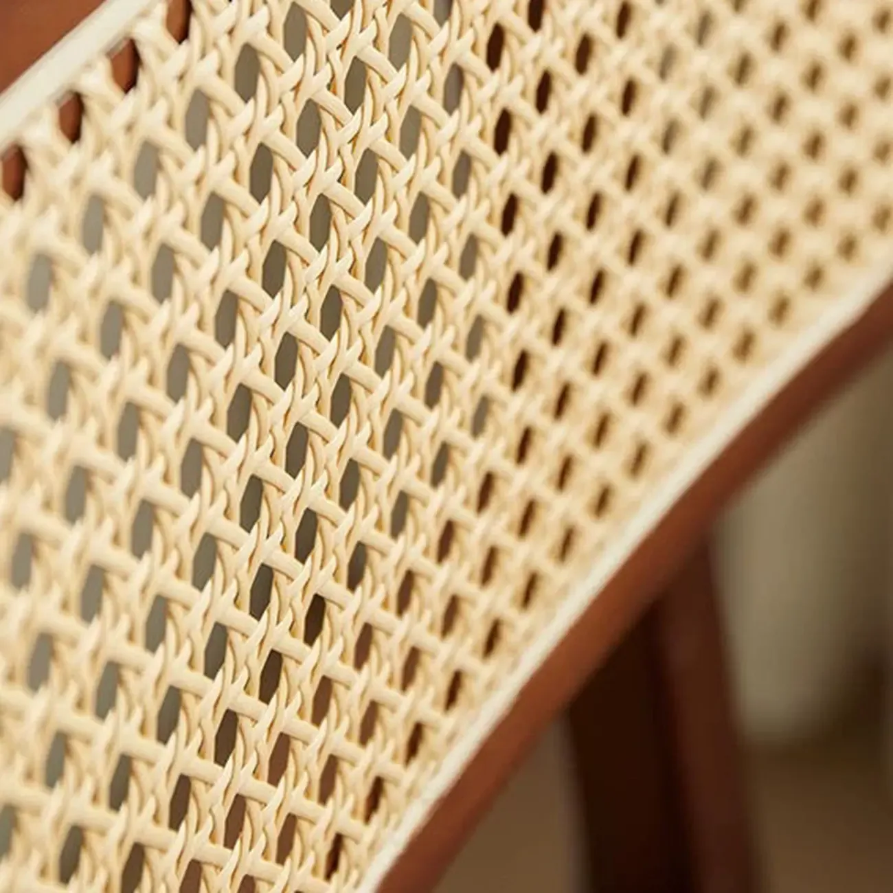 Modern Wooden Rattan Back Counter Stools with Footrest Image - 4