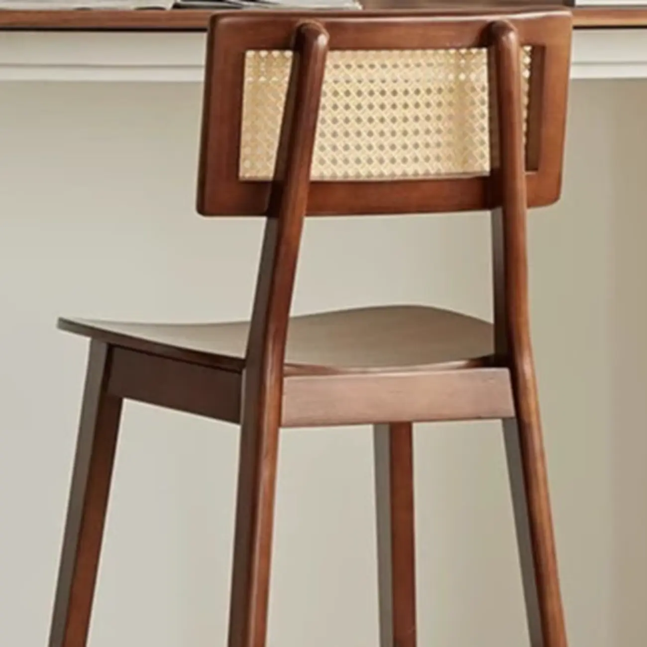 Modern Wooden Rattan Back Counter Stools with Footrest Image - 5 | homeyfad