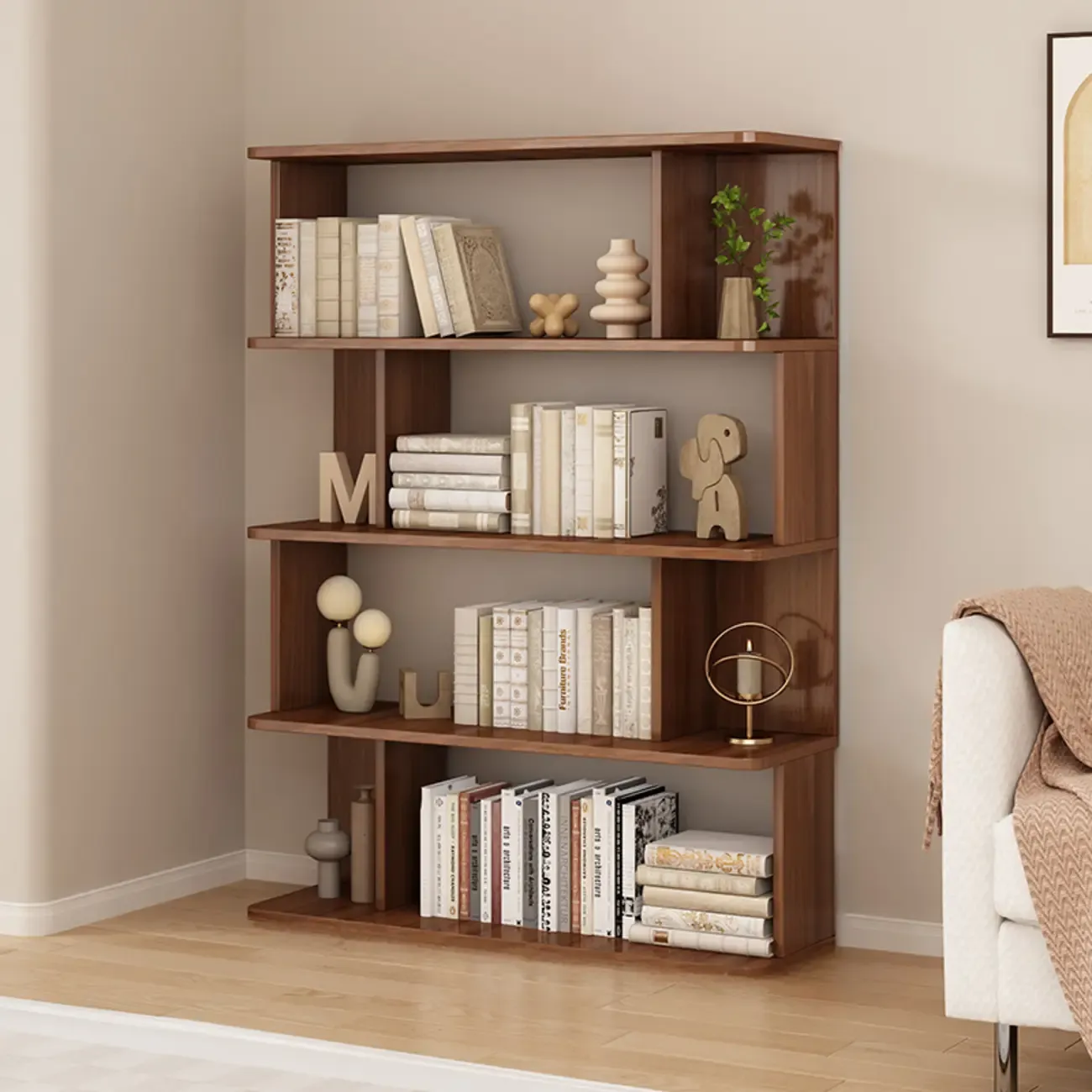 Vertical Open Back Bookshelves with 6 Shelves/5 Shelves/4-Shelf in Manufactured Wood Image - 4