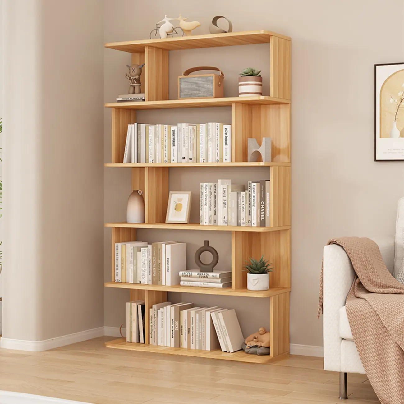 Vertical Open Back Bookshelves with 6 Shelves/5 Shelves/4-Shelf in Manufactured Wood Image - 7 | homeyfad