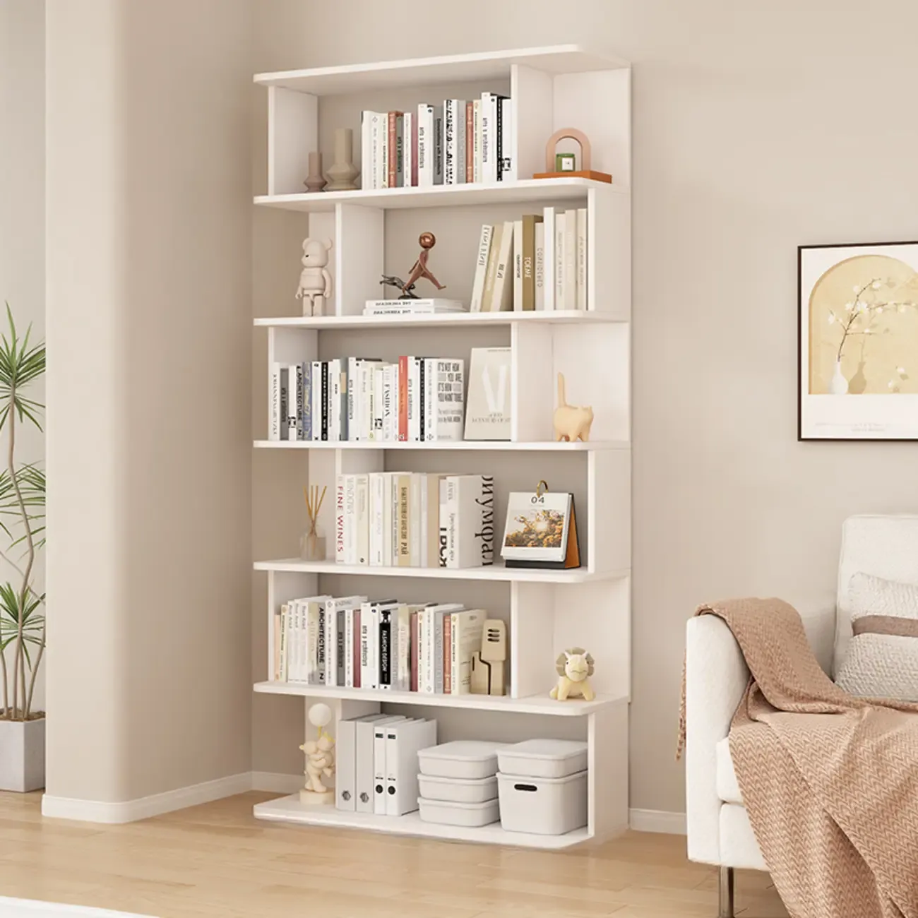 Vertical Open Back Bookshelves with 6 Shelves/5 Shelves/4-Shelf in Manufactured Wood Image - 10