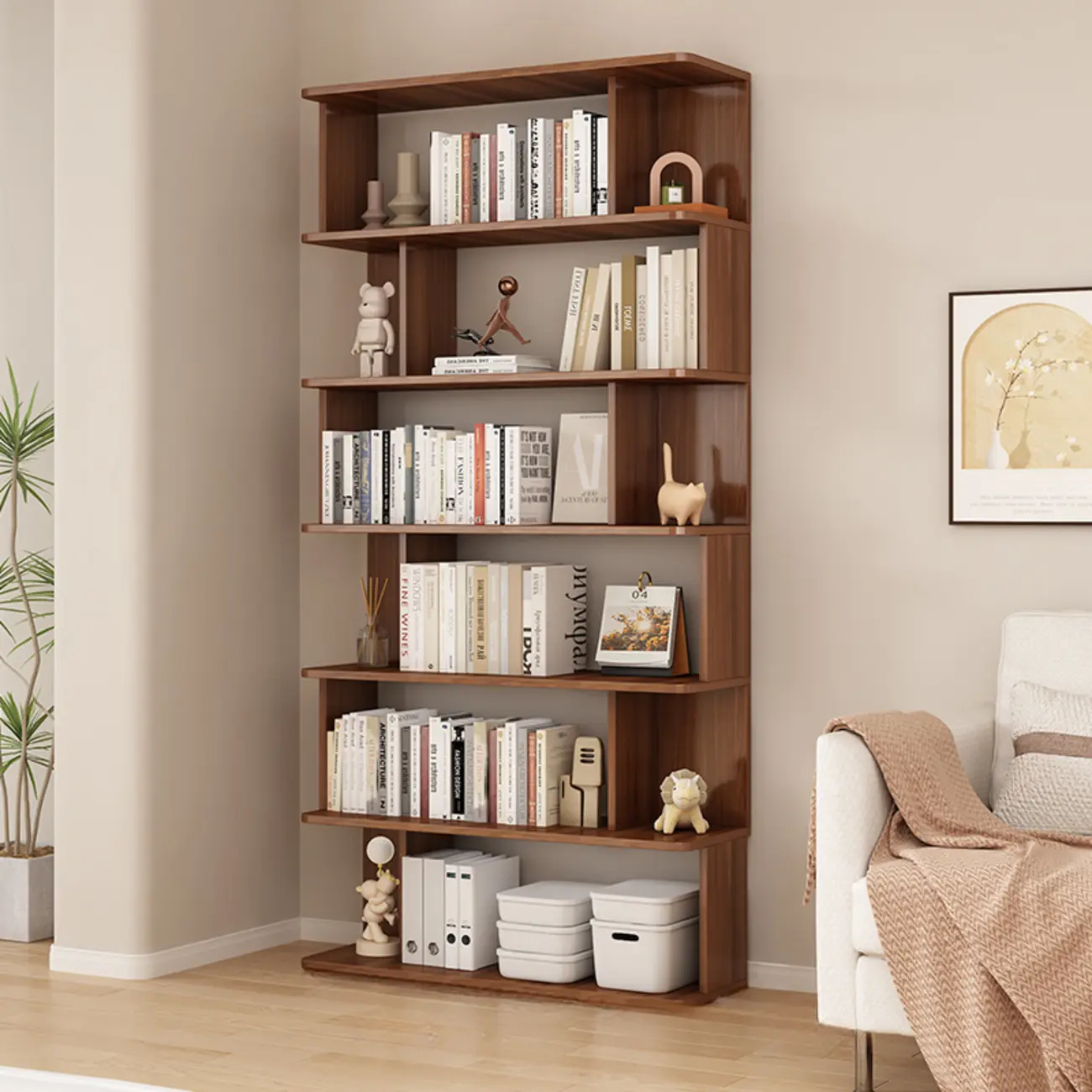 Vertical Open Back Bookshelves with 6 Shelves/5 Shelves/4-Shelf in Manufactured Wood Image - 12 | homeyfad