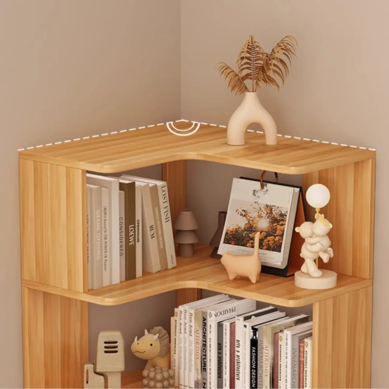 Manufactured Wood Corner Bookshelf with 6 Shelves Image - 7 | homeyfad