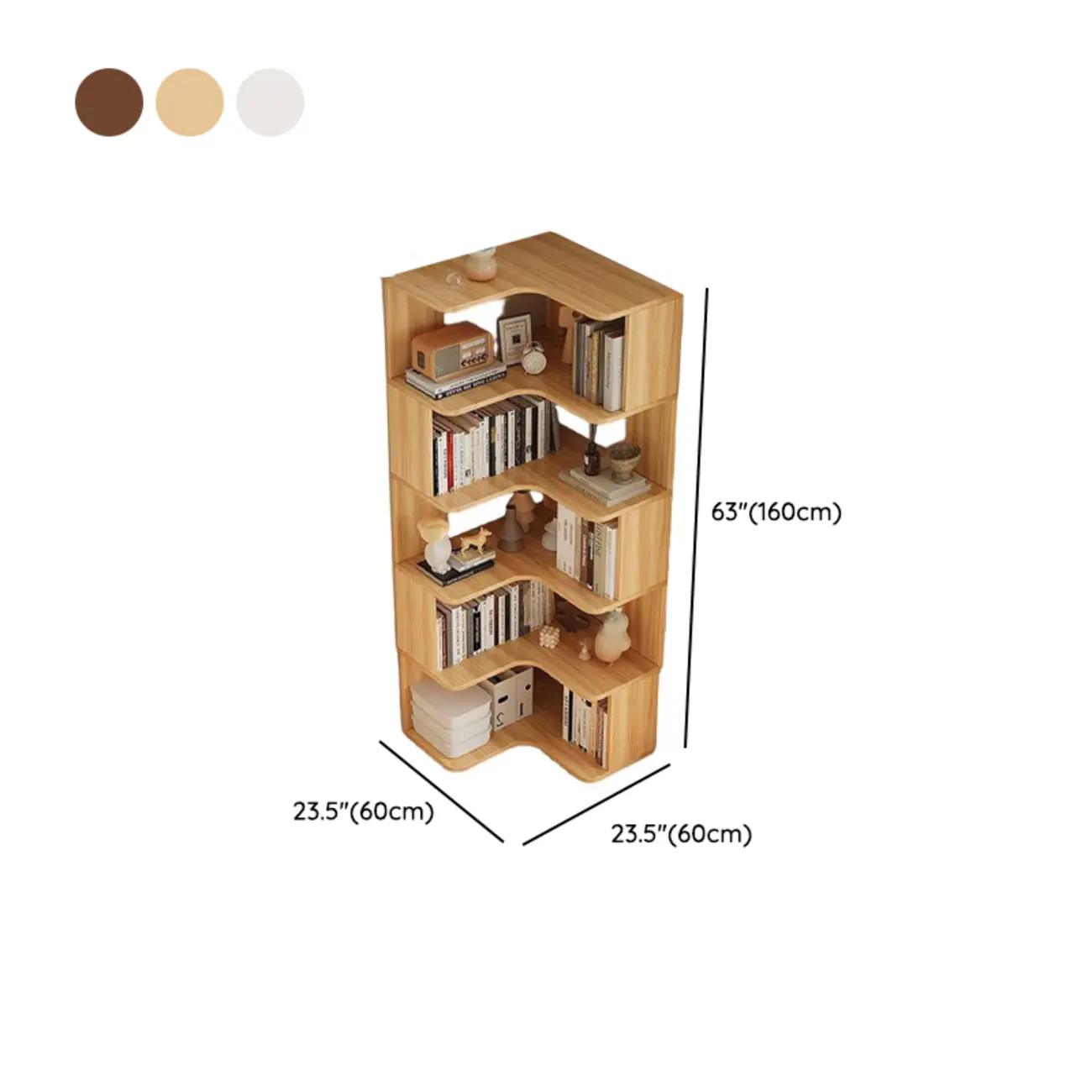 Manufactured Wood Corner Bookshelf with 6 Shelves #size | homeyfad