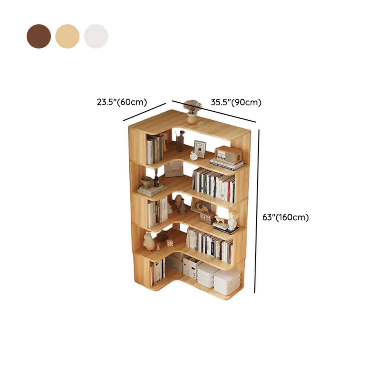 Manufactured Wood Corner Bookshelf with 6 Shelves Image - 23 | homeyfad