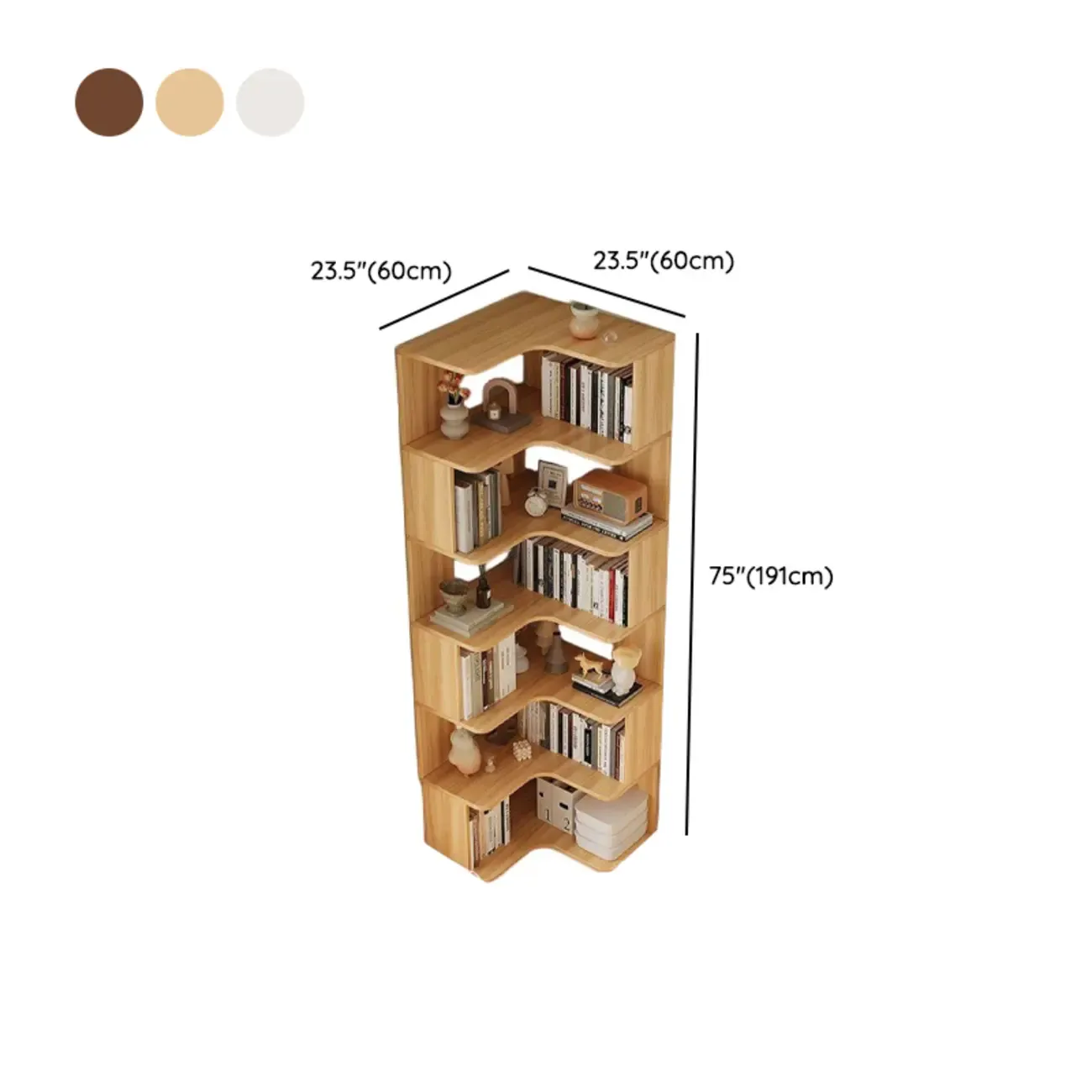 Manufactured Wood Corner Bookshelf with 6 Shelves Image - 22