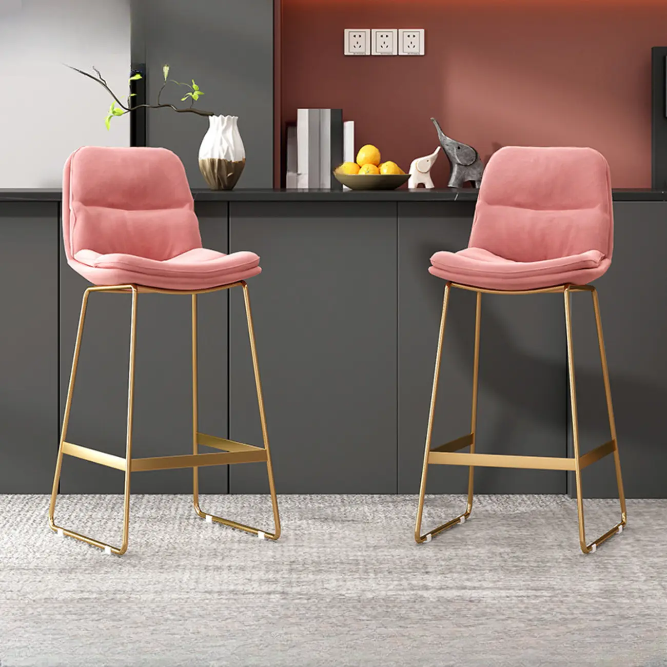 Glam Sled Upholstered Fabric Counter Height Bar Stools Image - 2 | homeyfad