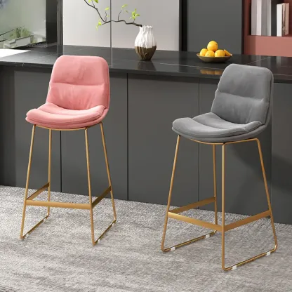 Glam Sled Upholstered Fabric Counter Height Bar Stools Image - 4