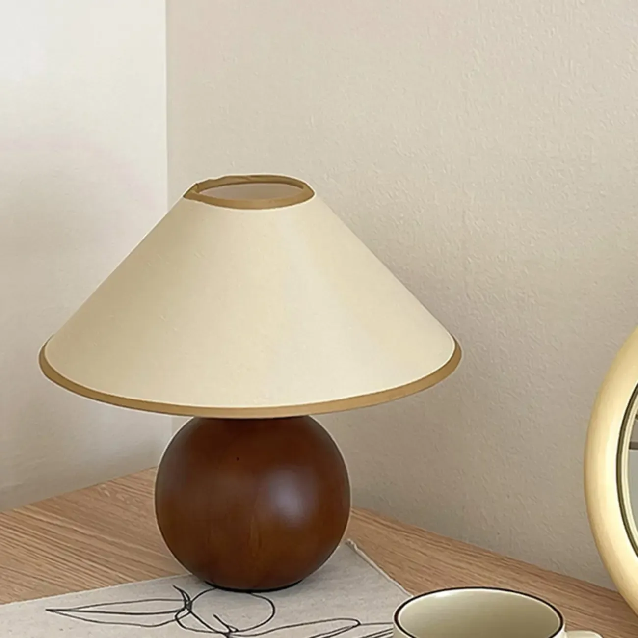 Modern Umbrella Shade Fabric LED Table Lamp for Bedroom Image - 1