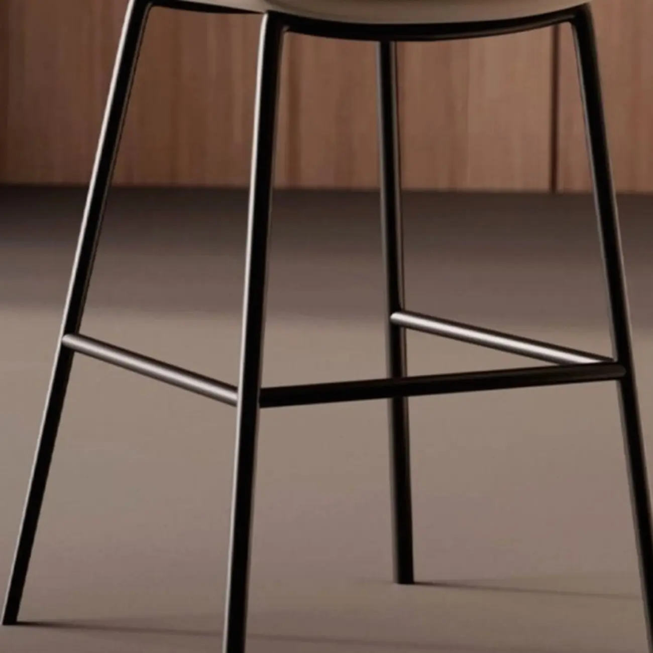 Simple Beige Leather Bar Stools with Arms Image - 13 | homeyfad