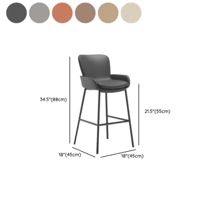 Simple Beige Leather Bar Stools with Arms Image - 16