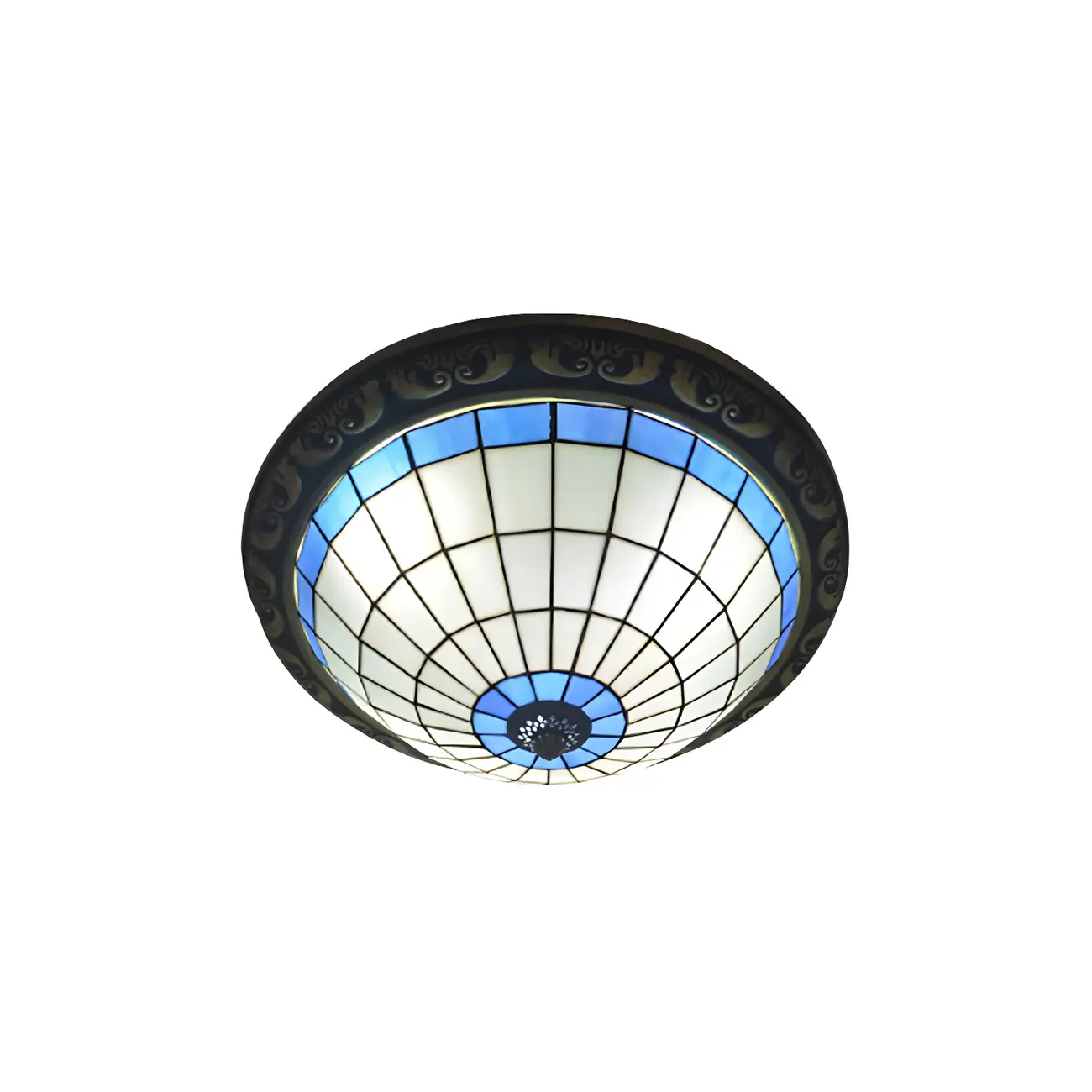 Vintage Stained Glass Dome Shade Flush Mount Ceiling Light | homeyfad
