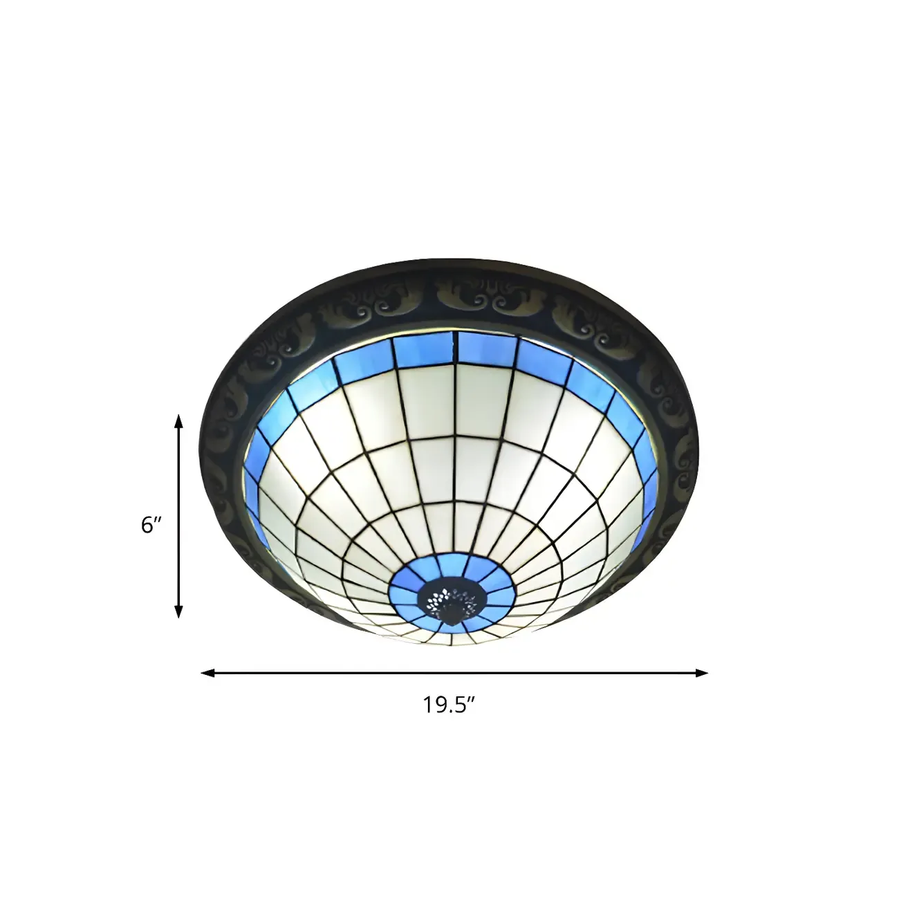 Vintage Stained Glass Dome Shade Flush Mount Ceiling Light