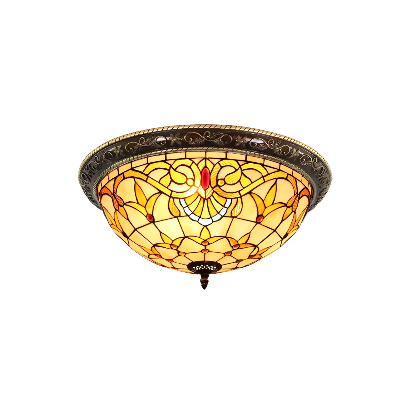 Vintage Stained Glass Dome Shade Flush Mount Ceiling Light | homeyfad