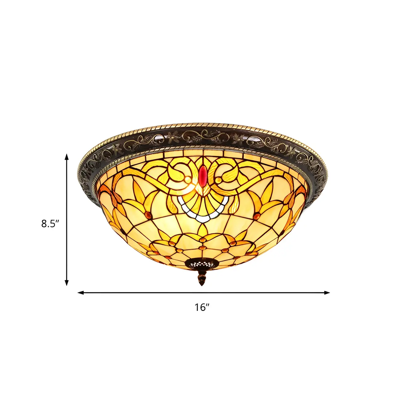 Vintage Stained Glass Dome Shade Flush Mount Ceiling Light | homeyfad