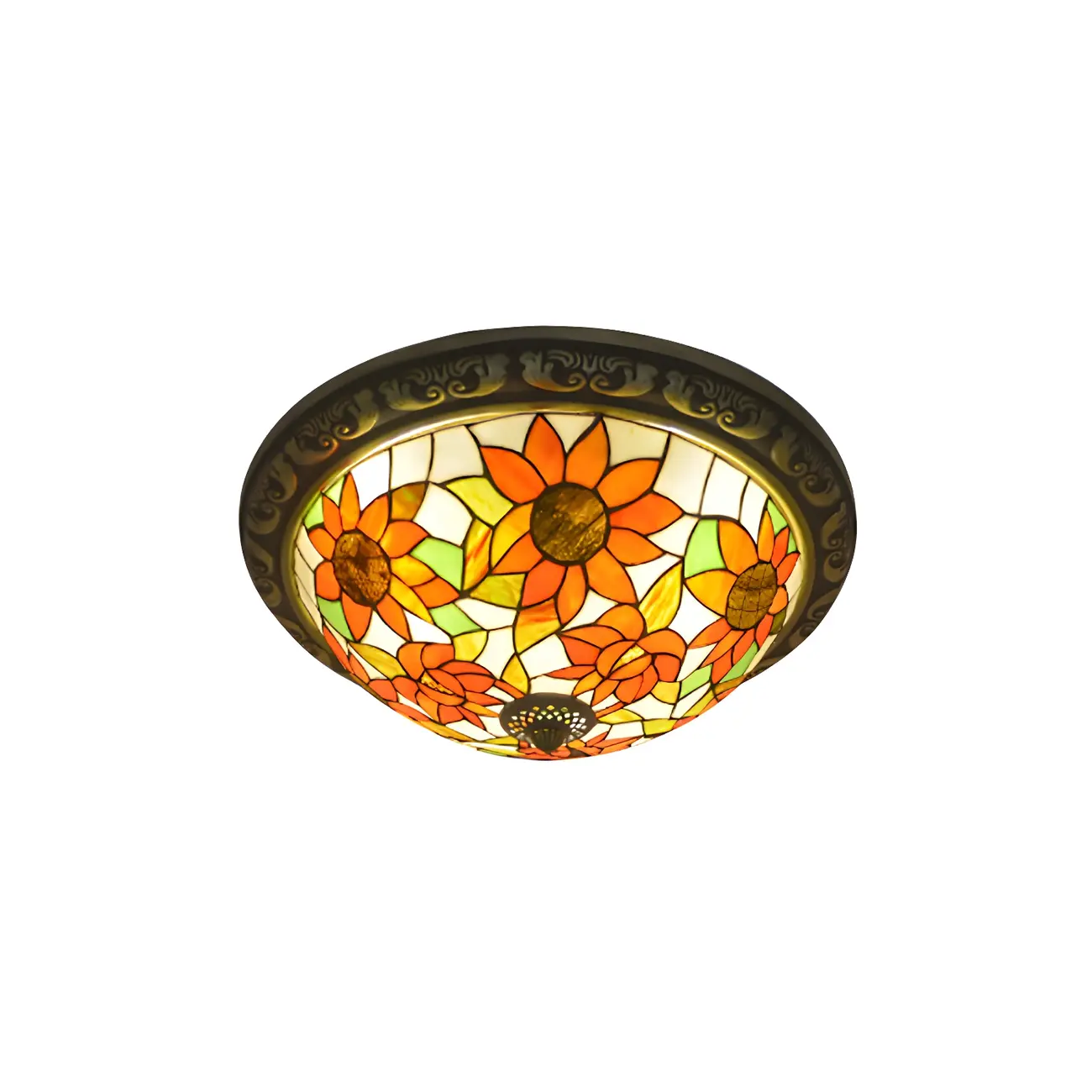 Vintage Stained Glass Dome Shade Flush Mount Ceiling Light | homeyfad