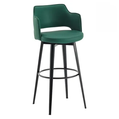 Mid-Century Modern Upholstered Bucket Seat Swivel Bar Stools Image - 9