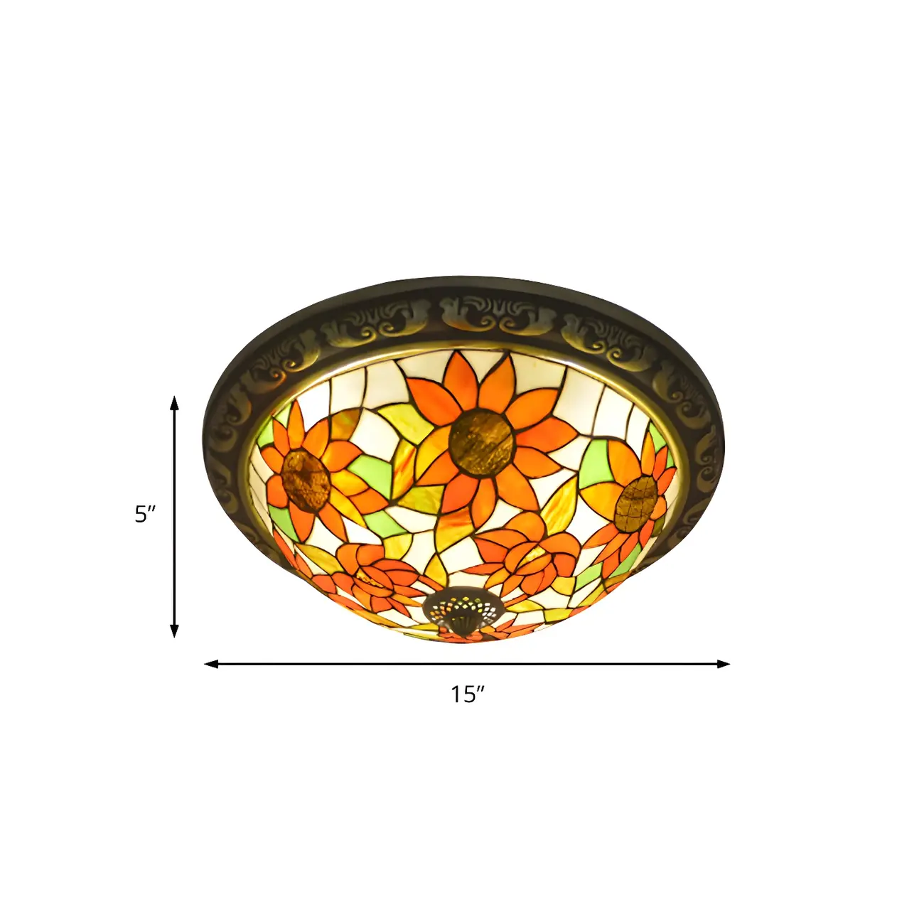 Vintage Stained Glass Dome Shade Flush Mount Ceiling Light | homeyfad
