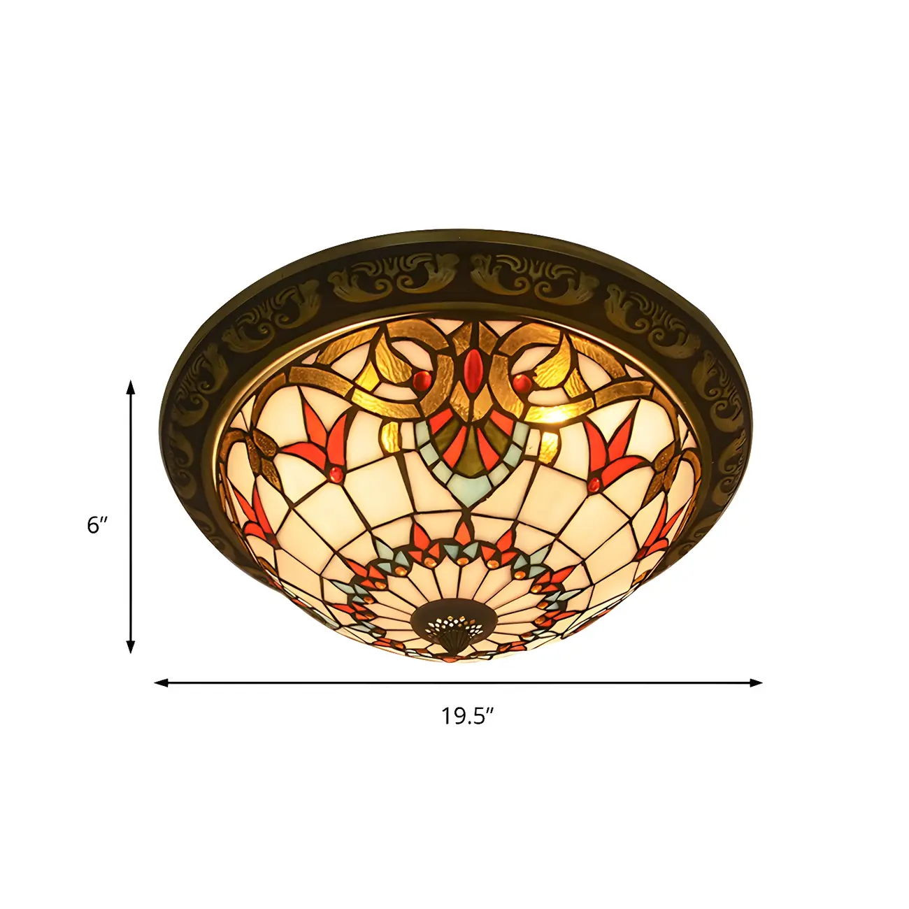 Vintage Stained Glass Dome Shade Flush Mount Ceiling Light | homeyfad