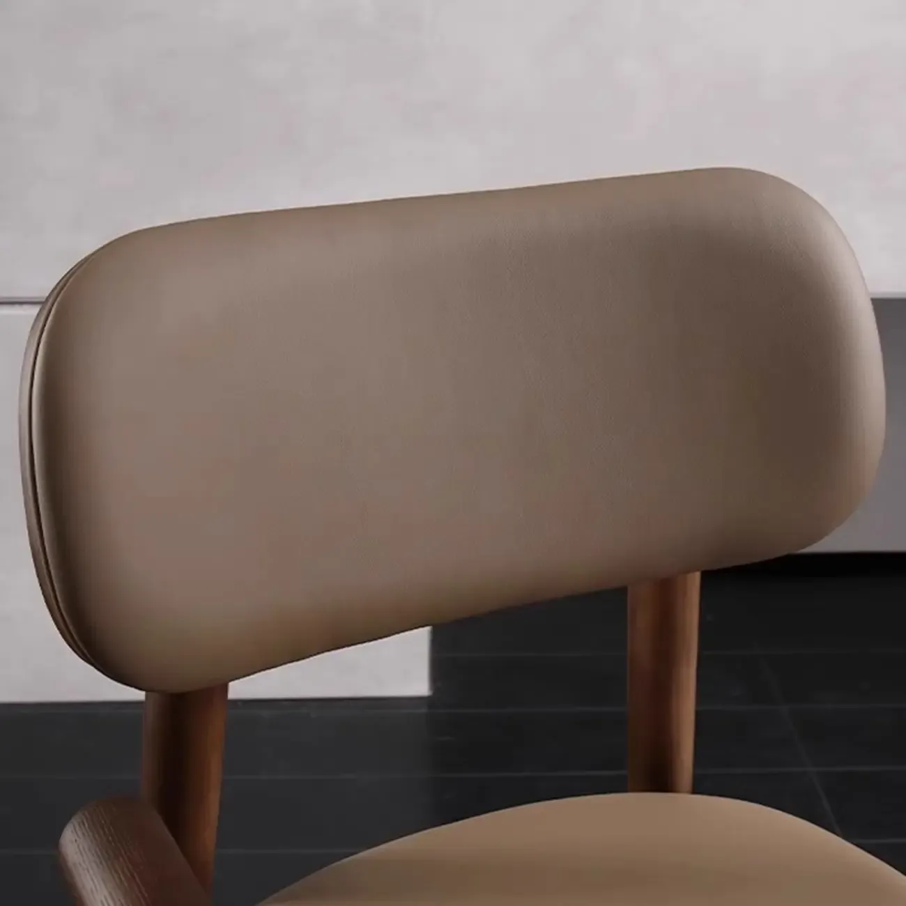 Square Four Legs Black Wood Leather Bar Stools Image - 6