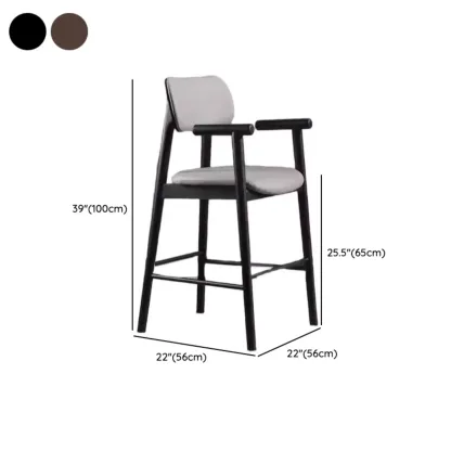 Square Four Legs Black Wood Leather Bar Stools #size