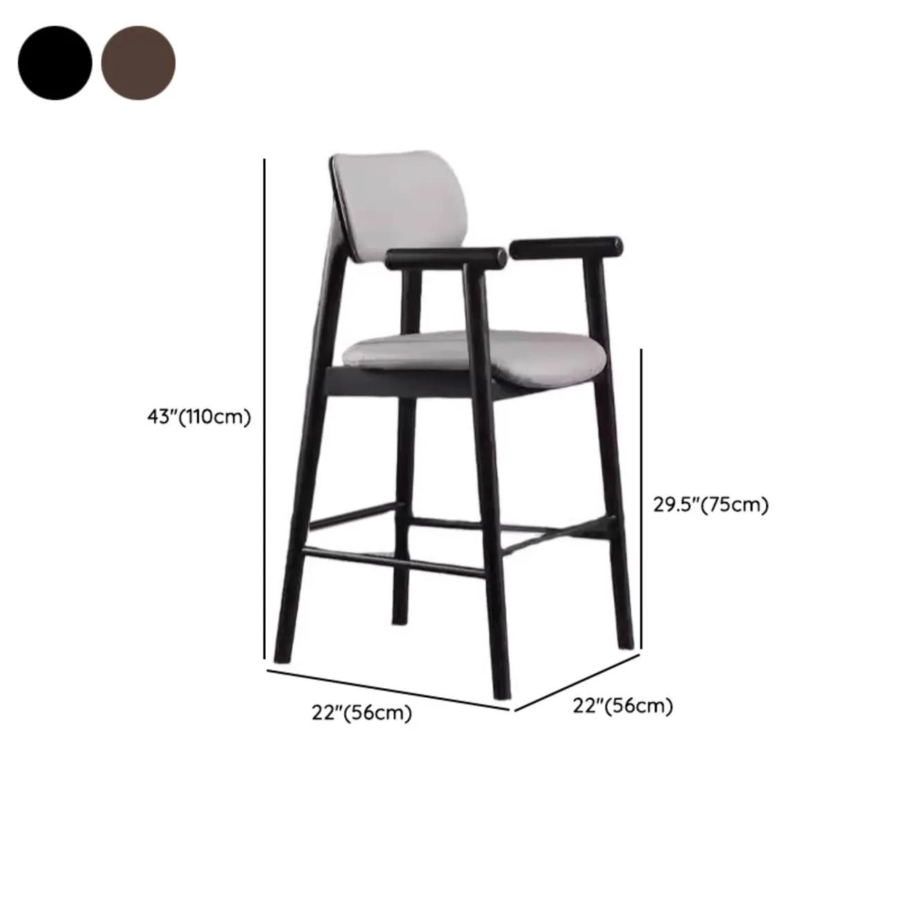 Square Four Legs Black Wood Leather Bar Stools Image - 11 | homeyfad