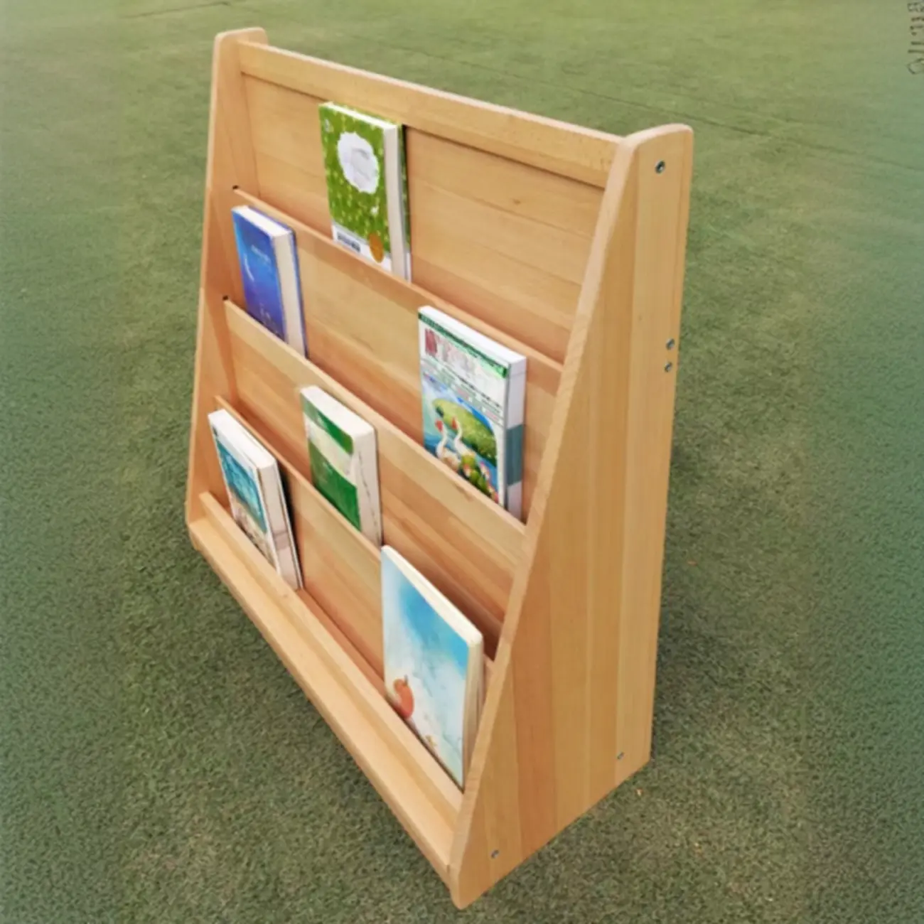 Kid-Friendly 4 Tiers Wooden Front-Facing Bookshelf Image - 2 | homeyfad