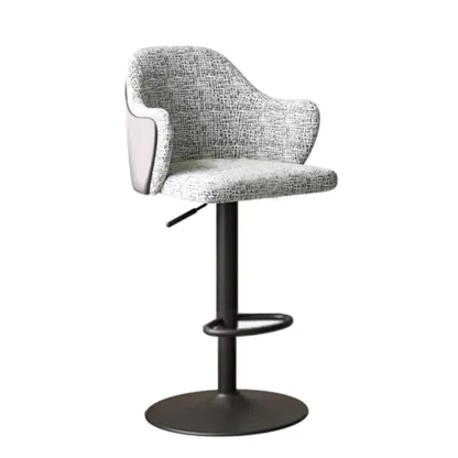 Modern Upholstered Fabric Bar Stool with Arms Image - 8