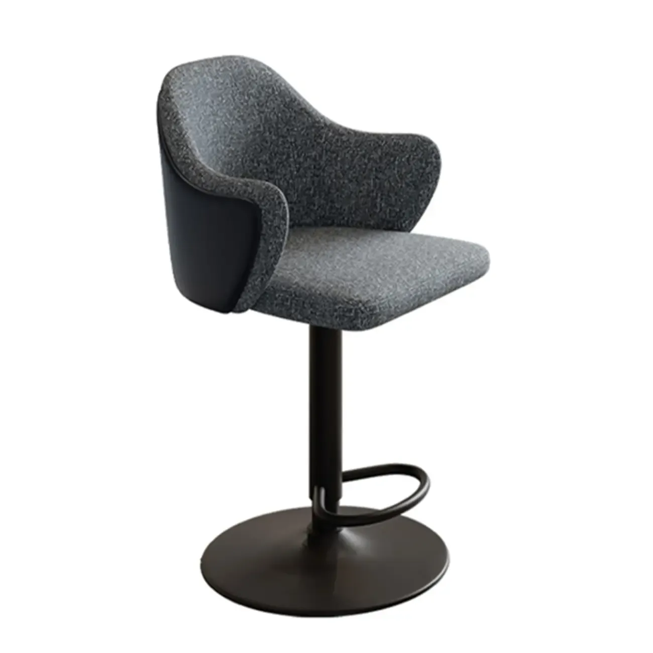 Modern Upholstered Fabric Bar Stool with Arms Image - 9