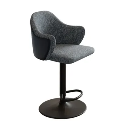 Modern Upholstered Fabric Bar Stool with Arms Image - 9