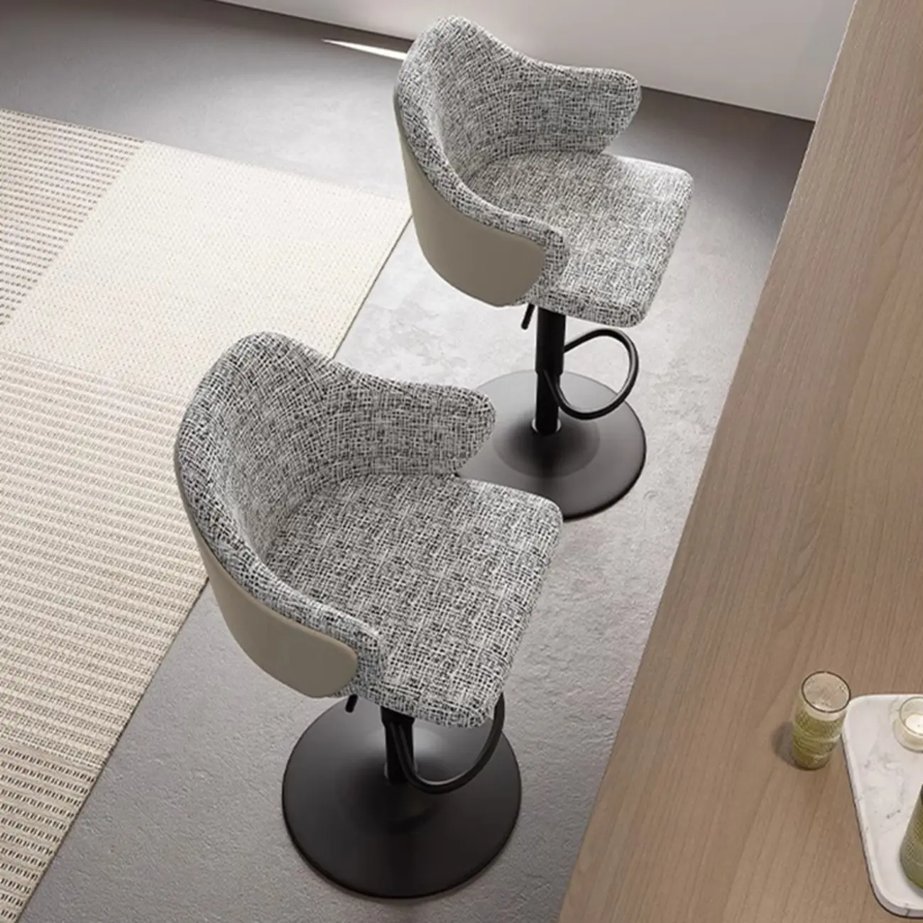 Modern Upholstered Fabric Bar Stool with Arms Image - 3 | homeyfad