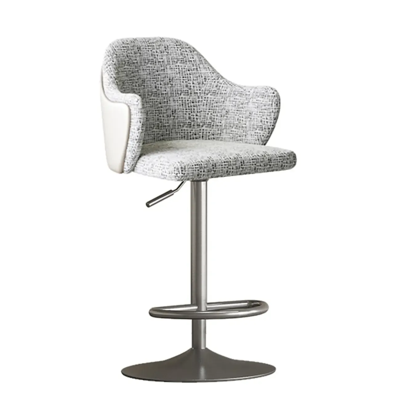 Modern Upholstered Fabric Bar Stool with Arms Image - 10