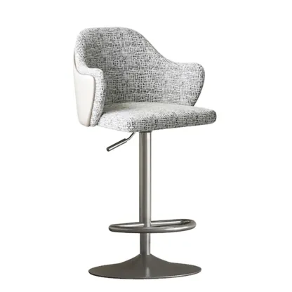 Modern Upholstered Fabric Bar Stool with Arms Image - 10