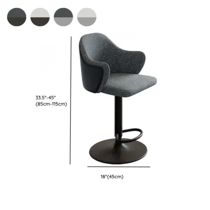 Modern Upholstered Fabric Bar Stool with Arms #size