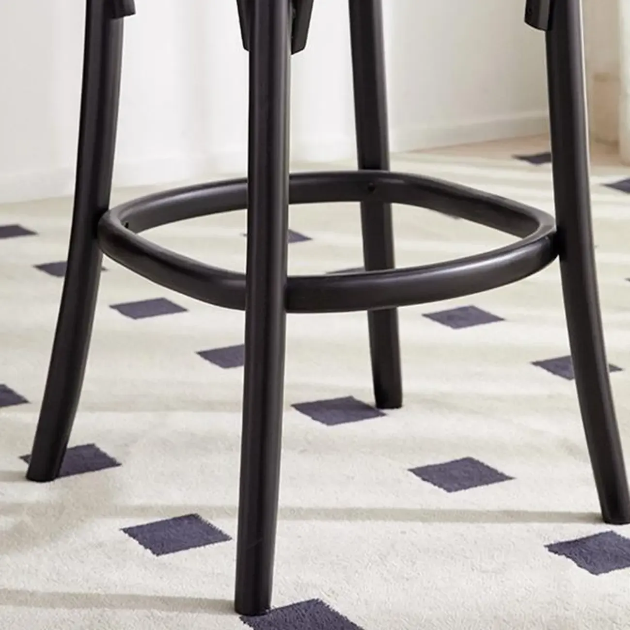 Vintage Wood Upholstered Bar Stools with Arms Image - 6